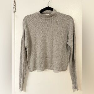 Garage Gray Cropped Ribbed Knit Sweater